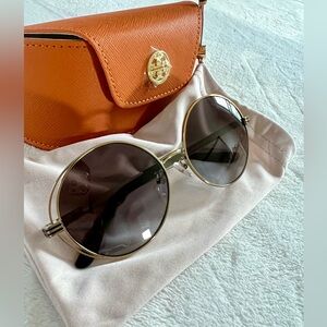 Tory Burch 56mm Round Sunglasses TY6085 Shiny Gold/Grey Gradient